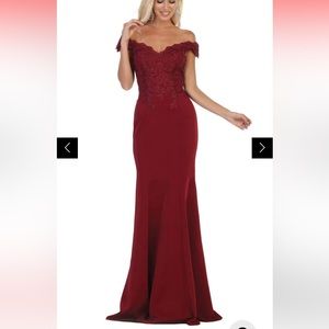 May Queen - Scalloped Off-Shoulder Trumpet Dress MQ1675  Size 14